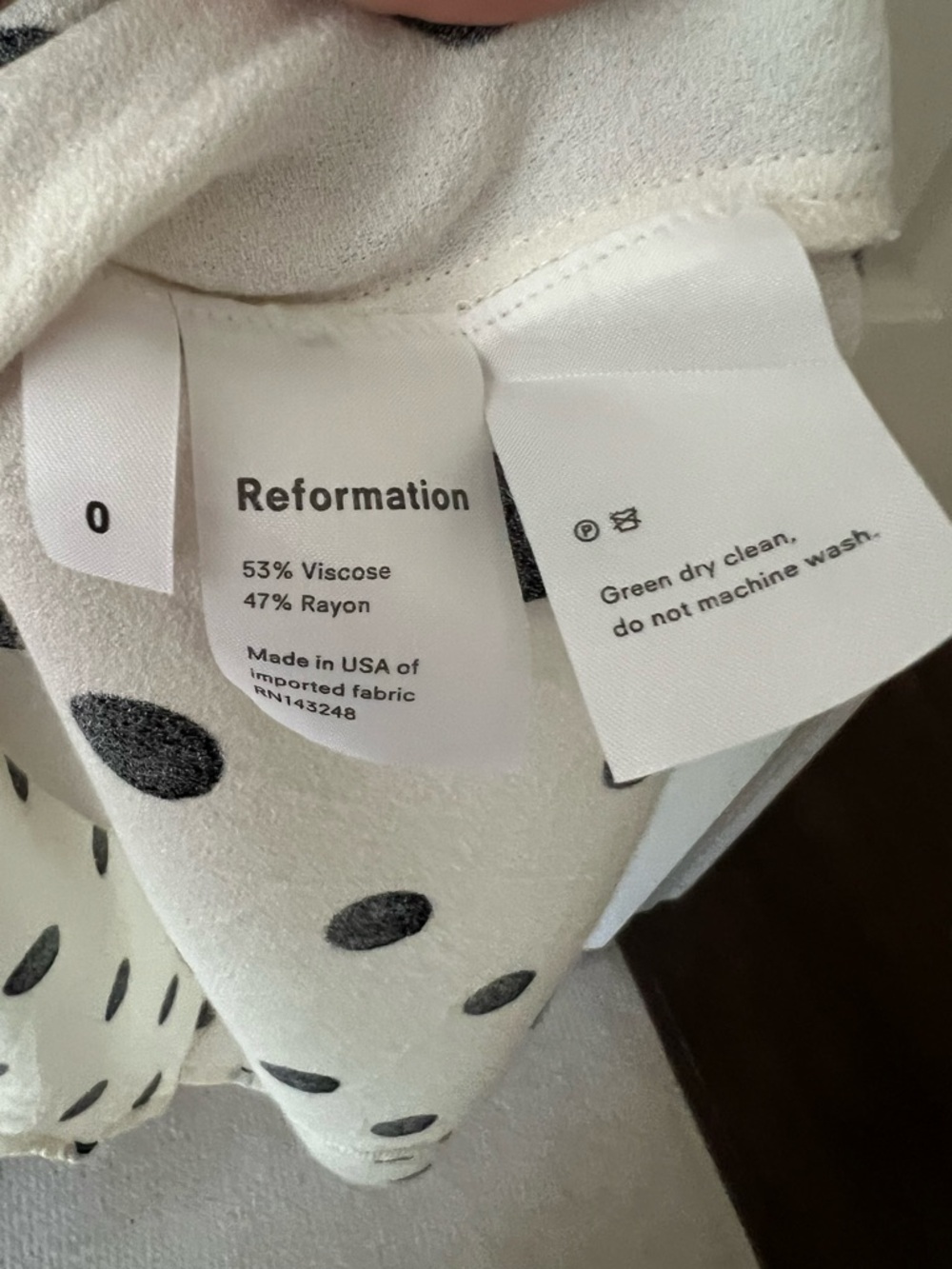 Reformation Polka Dot Slip Dress - White with Black Dots 0 - Picture 5 of 5